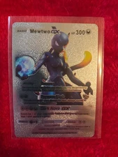 Pokemon Mewtwo GX SILVER Foil Fan Art Collector Card  - 300 HP