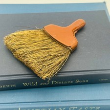 Vintage Hand Whisk Broom Natural Straw Brown Plastic Handle Rustic Decor