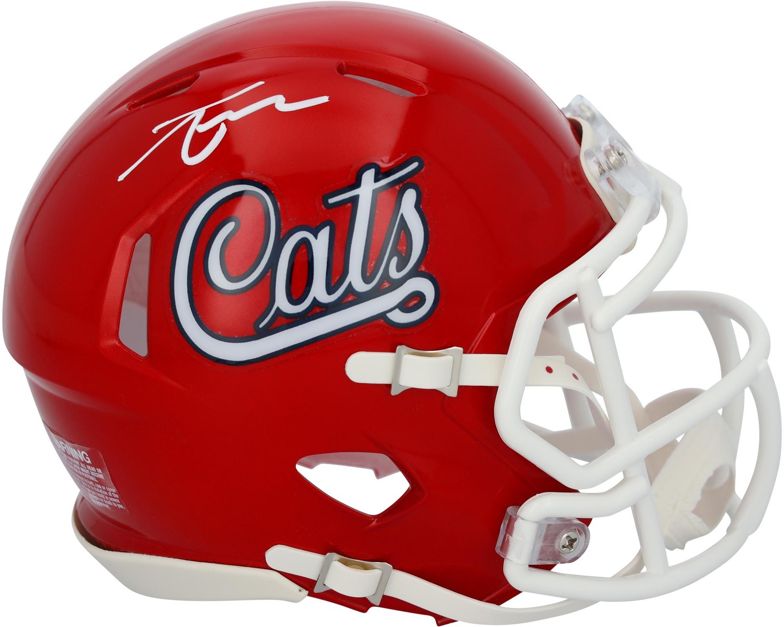 Tetairoa McMillan Autographed Signed Carolina Panthers Arizona Wildcats Riddell Red Cats Speed Mini Helmet 
