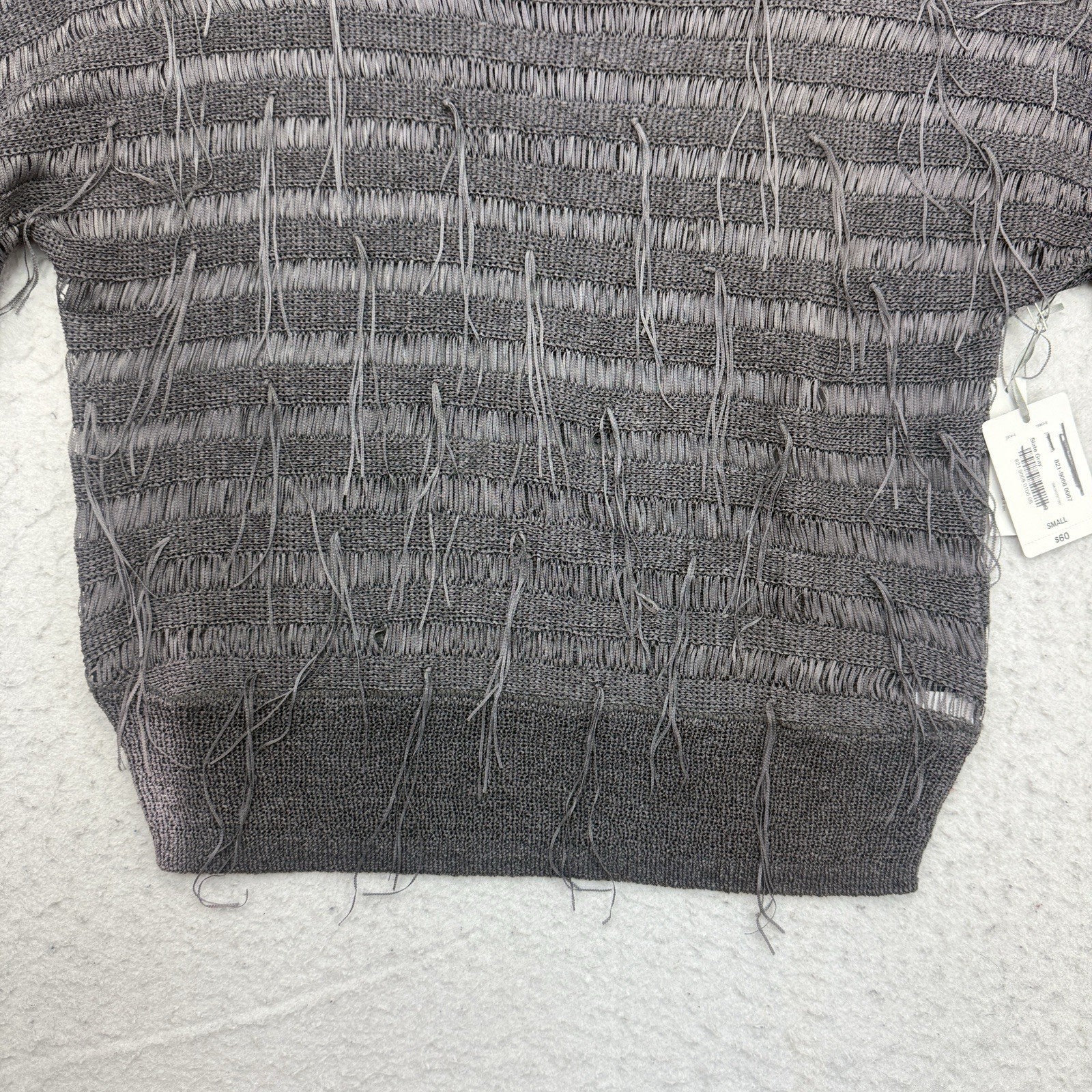 Belle Sky Sweater Womens Small S Slate Gray Fringe Long Sleeve Pullover
