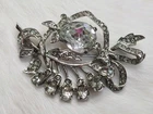 EISENBERG Sterling Silver Rhinestone Vintage 1940's WWII Era Brooch Pin