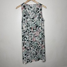 J. Jill Love Linen Sleeveless Green V-neck Dress Knee Length Womens Small