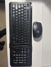 HP Hewlett Packard Model KU-1060 Keyboard/Mouse Bundle, Black, USB Wired, Tested