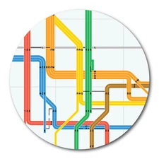 Courtside Market Subway Graphic-Primary Line Circular Wood Decor