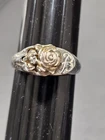 KEEPSAKE Sterling Silver Vintage Real Diamond Letter B Gold Rose Ring Size 9.5