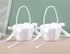 Flower Girl Baskets for Wedding set of 2,Ivory Flower Girl Basket With Pearl Han