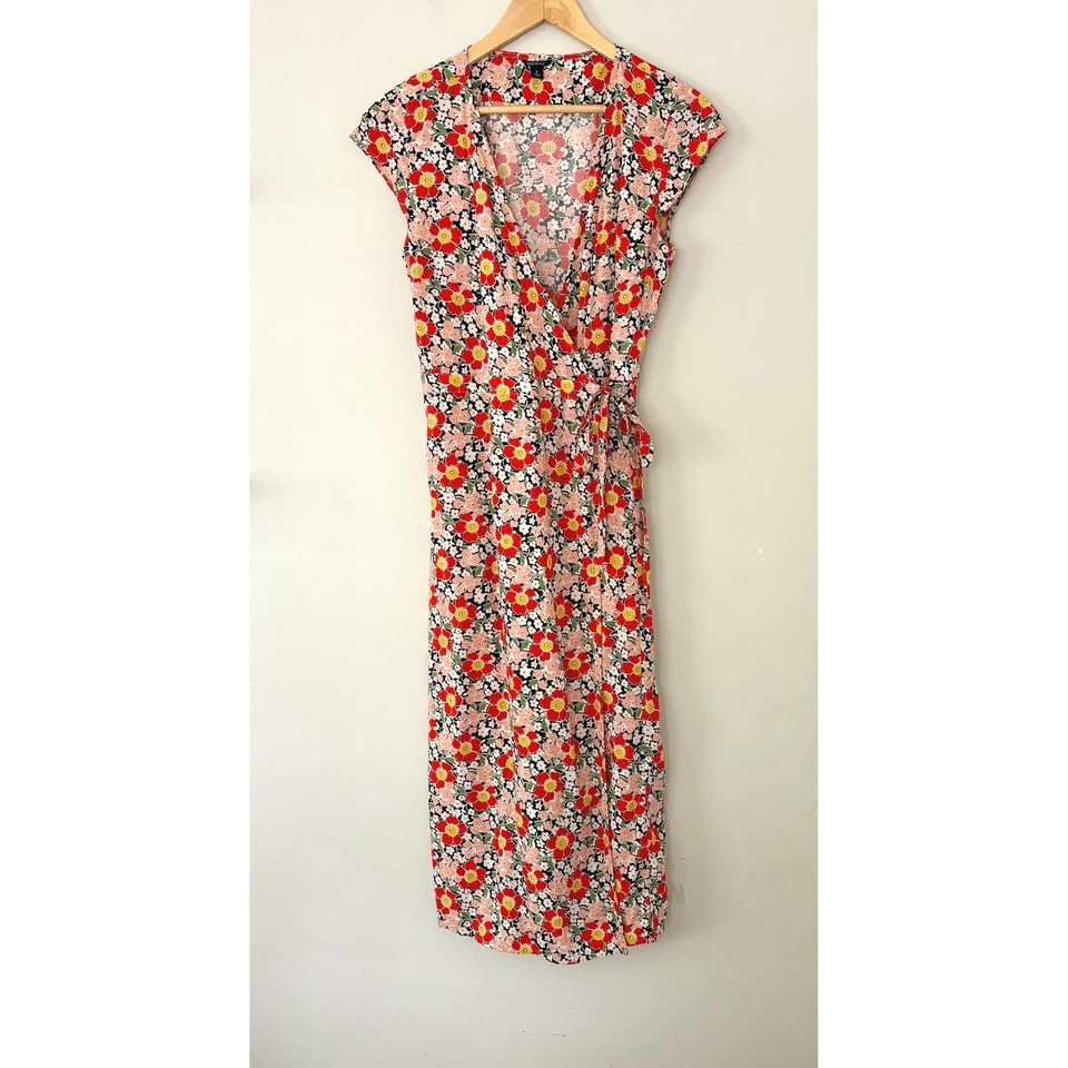 J. Vestido midi envolvente con estampado floral Crew Mercantile, talla S, viscosa Cottagecore Foto 2 de 4
