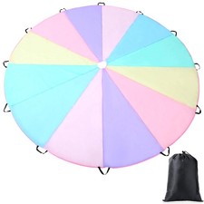 1 Pcs Play Parachute 10 ft Rainbow Pastel Parachute Tent Game for Children Gy...