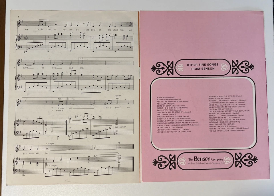 Lot of 9 Vintage 1970s-80s Sheet Music Pieces Traditional  Contemporary Mix VGUC - Image 4 of 4