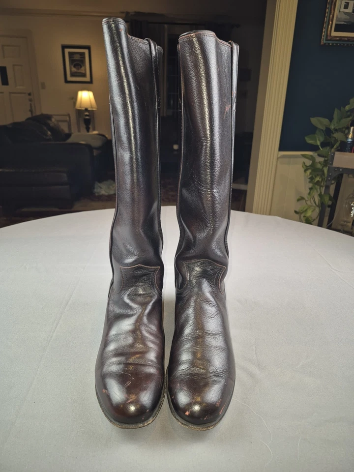 Justin Oxblood Leather Tall Stovepipe Cowboy Boots Womens Size 7 B Style L4728 - Image 2 of 4