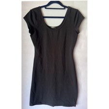 TNA Aritzia Black Scoop Neck Bodycon Mini Dress Short Sleeve S