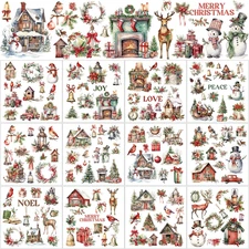 12 Sheets Christmas Rub on Transfers for Crafts and Furniture Christmas Rub on T