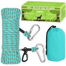 Dog Tie Out Cable for Camping - 50ft Dog Runner for Yard - Portable Trolley S...
