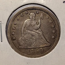 1850-P~ Seated Liberty 25c ~ Better  Date ~Very Fine Details 