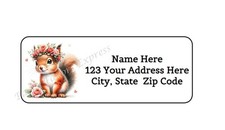 30 SQUIRREL WITH ROSES PERSONALIZED RETURN ADDRESS LABEL 1 in X 2.625 in