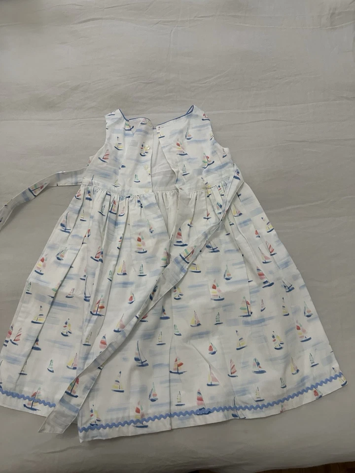 Bonpoint Girls Dress Size 6/7 Sail Boat Print - Image 3 of 4