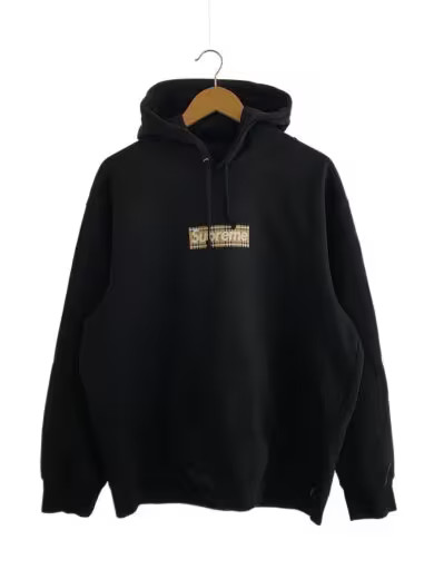 Supreme hoodie/ size L/ cotton/ black/ plain/ 22SS/ Burberry Box