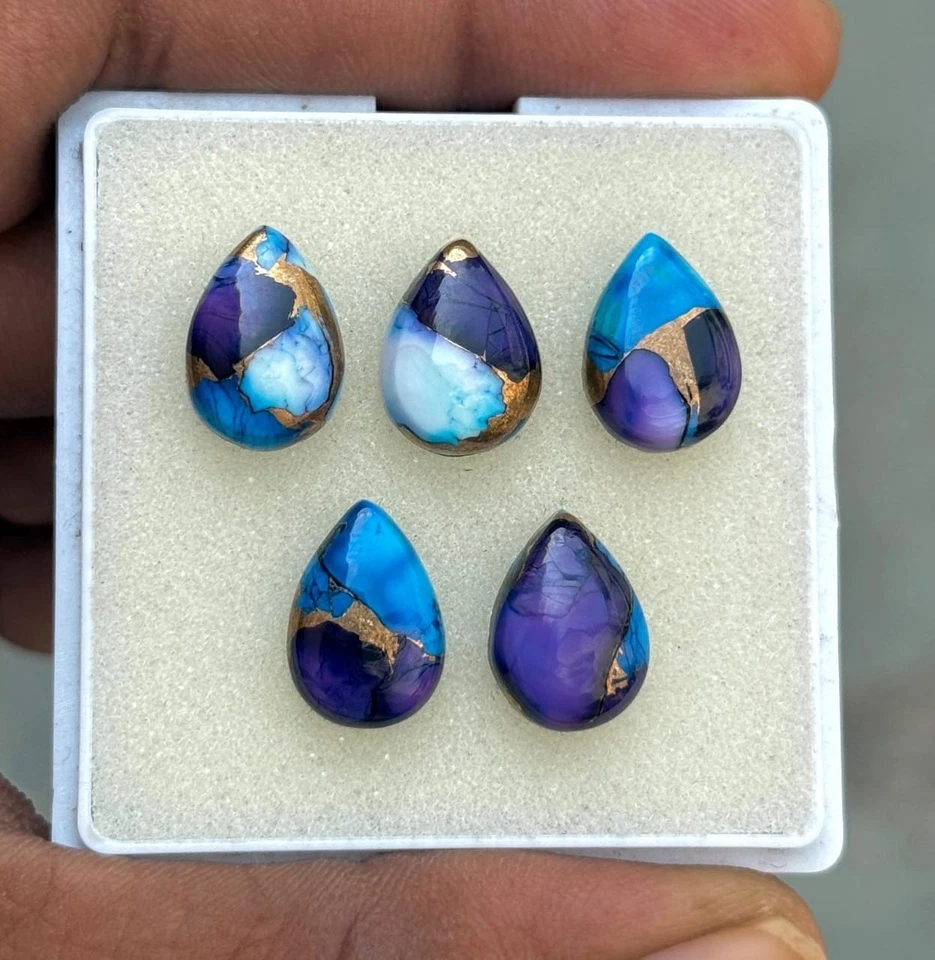 AA++ Violet Candy Turquoise Cabochon Grade Pear Cabochon Loose Gemstone - Image 3 of 4