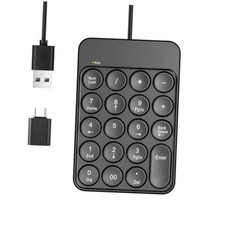 USB Number Pad with Type-C Adapter, Wired Number Keypad for Laptop, Numpad  
