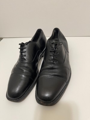 Ermenegildo Zegna Mens Leather Oxford Cap Toe Dress Shoe Italy Sz 9 Handmade Ermenegildo Zegna Black Leather Cap-toe Oxfords Dress Shoes  main image 3