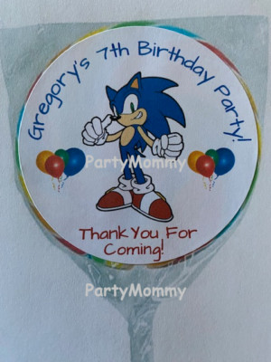 Sonic The Hedgehog Stickers Thank You Favors Labels Tags Birthday 2.5'' (12)