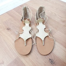 Aldo Gold strappy lace up gladiator elasticated flat cage Sandals 5