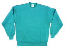 Vintage Blank Sweatshirt Large Teal Jerzees Crewneck Paint Splatter Distressed