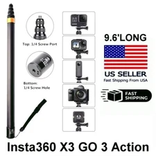9.6' (2.9m) Extended Long Invisible Carbon Fiber Selfie Stick for Insta360 X4 X3