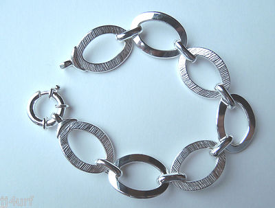 Alternating Matte Finish & Polished Chain Link Bracelet, Italian SS, 7 Inches