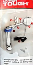 Hyper Tough Fill Valve and Flapper Kit M48E,easy install, adjustable anti-siphon