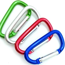 100 pcs - 2.25" ALUMINUM CARABINER CLIP KEY CHAIN SPRING BELT CLIP D ROUND EDGE