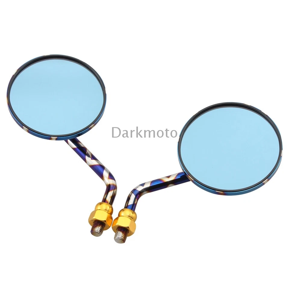 Universal Motorcycle ATV Bike Round Side Mirrors 10mm Thread Rearview Mirror - Image 4 of 4