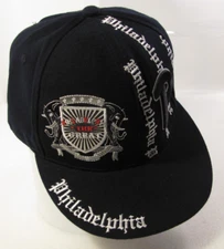 Philadelphia the Great Hat Mens XXL Black Elephant Sheild Logo Flat Cap Top Pro