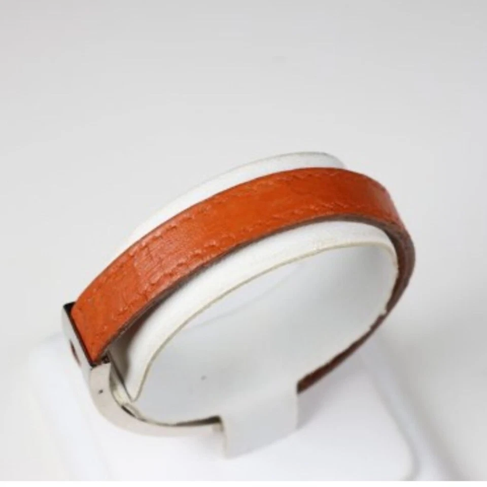 Pulsera HERMES Hebilla Cinturón Ajustable Cuero Marrón Plata Metal Herrajes Foto 4 de 4
