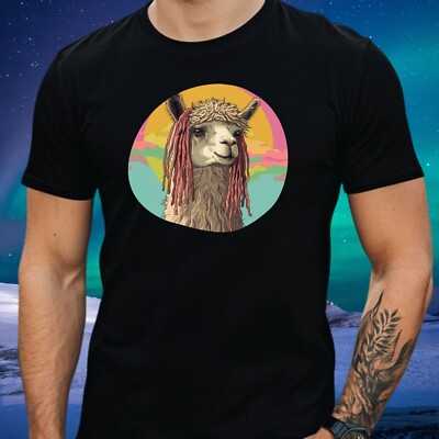 Mens Alpaca Dreadlocks Print Cotton T-Shirt Size XS to 5XL
