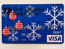 First Arkansas Bank & Trust Visa Debit Card Expired in 2010 Snowflakes▪️No Value