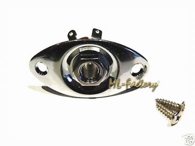 Klinkenblech / Jackplate ML-Factory  oval mit Buchse, chrom