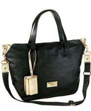 Versace Womens Black/Gold Handbag Purse Versace Perfume Tote