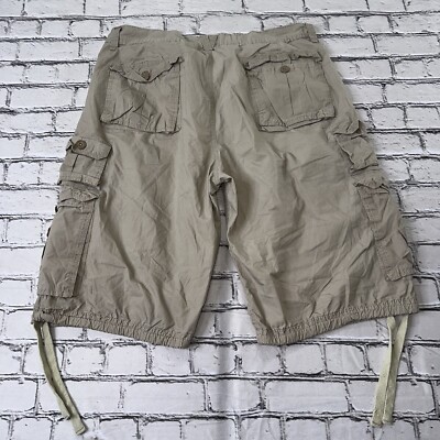 Southpole Tan Cargo Parachute Shorts Mens Size 40 Drawstrings Hip