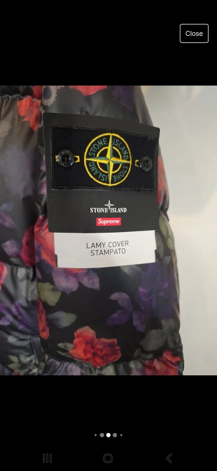 Stone Island x Supreme Lamy Cover Stampato Puffy Jacket Cappotto imbottito nero M