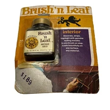 Vintage Brush N Leaf Antique Gold Metallic Paint 1 Oz Made In USA Rub N Buff NOS