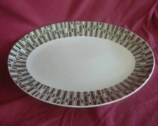 Vintage RIDGWAY ENGLAND ESPRESSO OVAL PLATTER mid century modern Brown GEOMETRIC