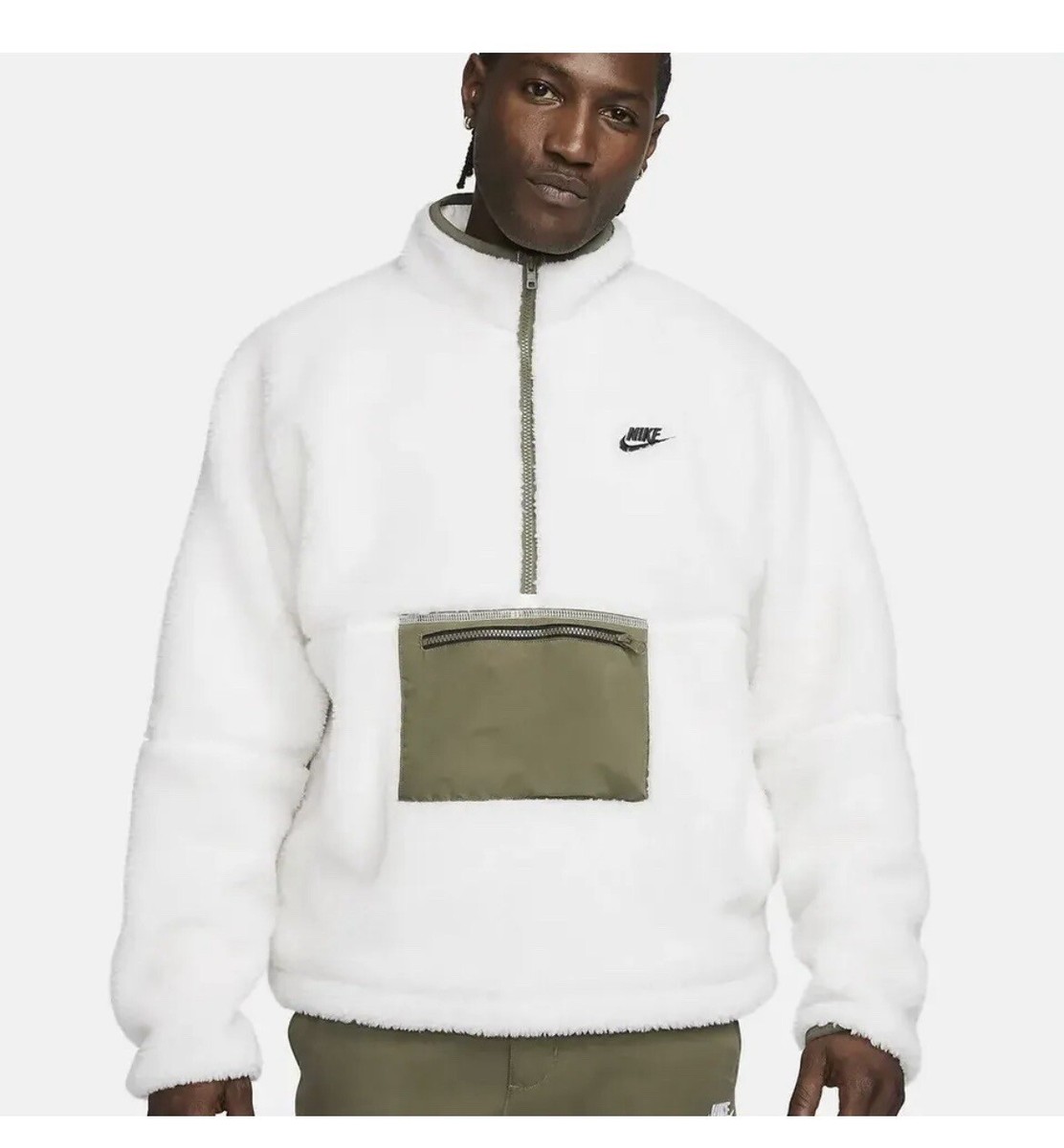 Nike Club Fleece Pullover Sweater Half Zip Anorak Jacket Size