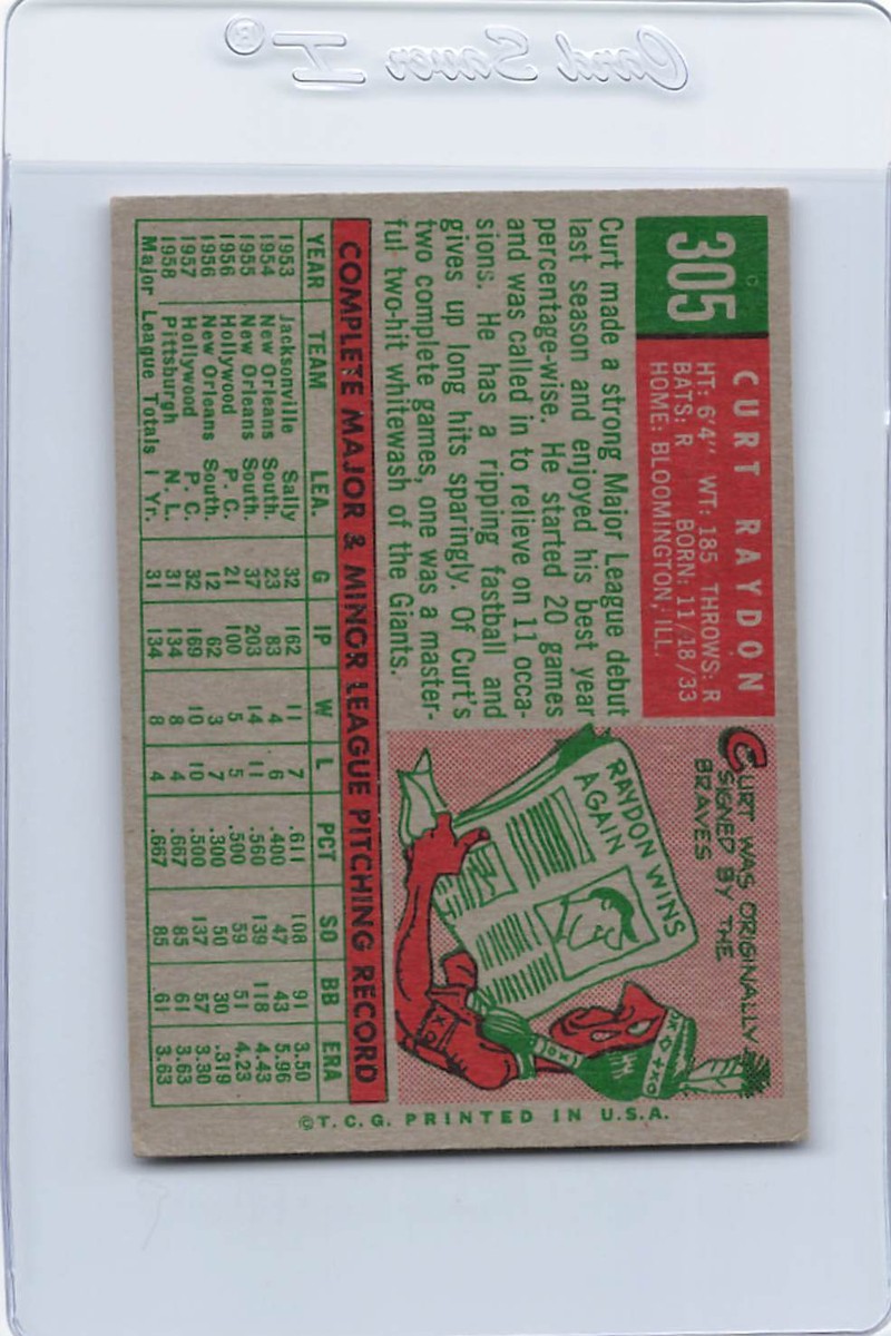 1959 Topps #305 Curt Raydon Pirates EX *7093 | eBay