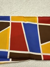 Vtg Geometric MOD Rectangle Satin Scarf 40 Inch X 15 Inch Multicolor