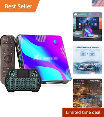 BL 2024 Android TV Box 4K HDR with Mini Wireless Keyboard - 4GB RAM, 32GB ROM