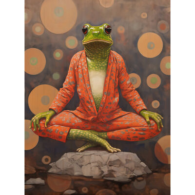 Der erleuchtete Frosch Meditation Yogi Yoga Achtsamkeit Leinwand Poster Druck Kunst