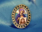 St Veronica and The Holy Face Jesus Brooch Catholic Broach Antique Gold Pin