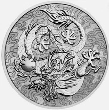 2021 Australia Chinese Myths & Legends Dragon 1 oz Silver BU coin in capsule