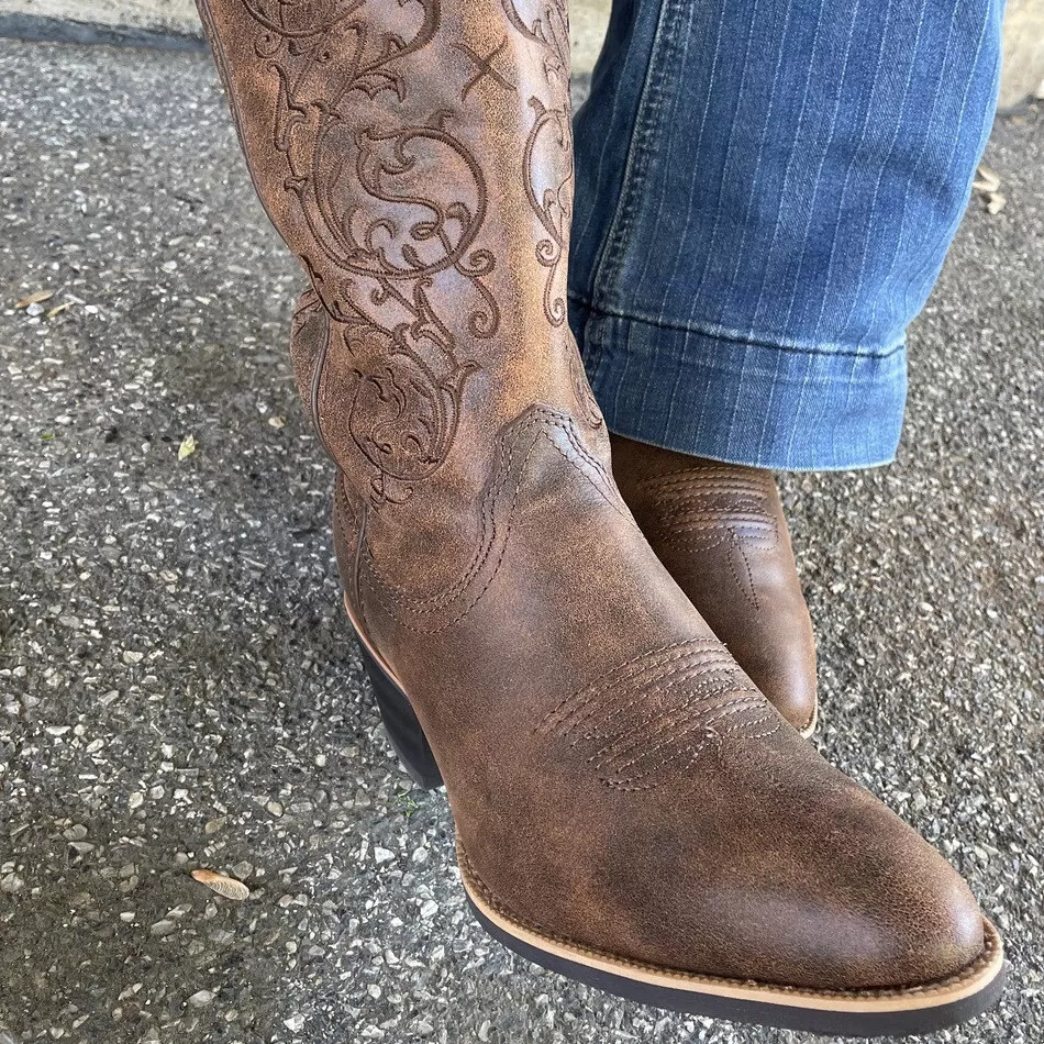 Twisted X Ladies Brown Floral Embroidered Round Toe Boot WWT0037